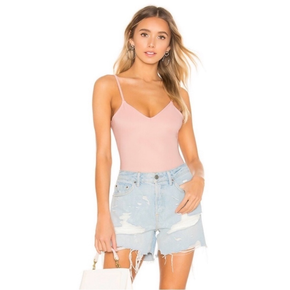 Lovers + Friends V Neck Thong Bodysuit in Pink Size‎ Extra Small